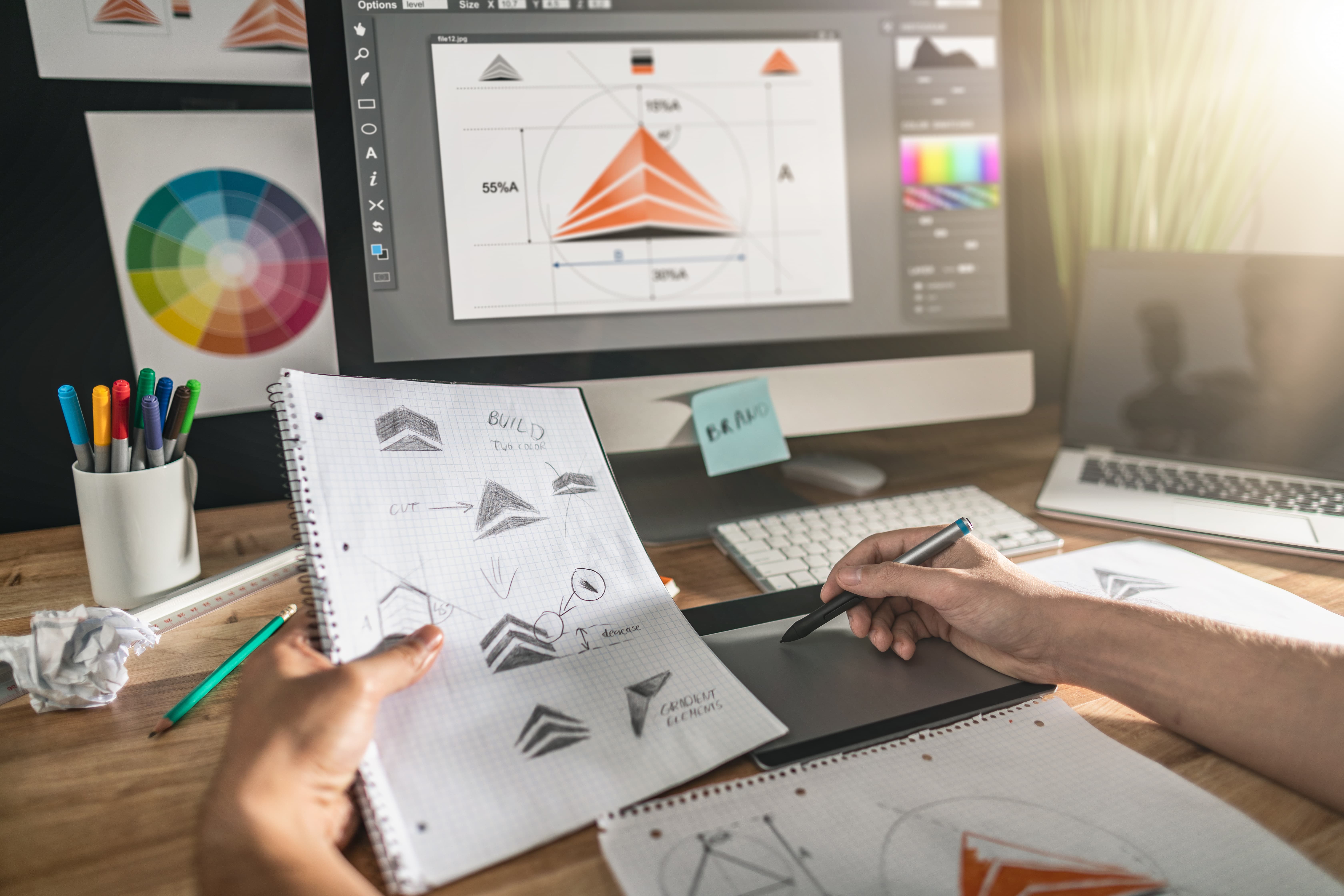 Graphic design process — sketching and digital